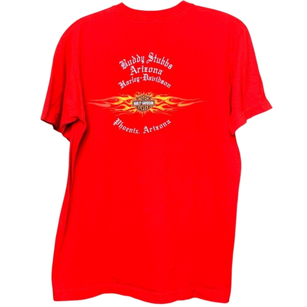 Harley Davidson Buddy Stubbs Arizona Phoenix T-Shirt Red Mens Medium 2003 Flame